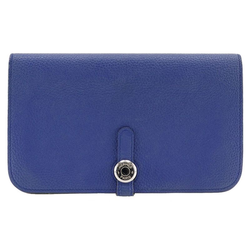 Hermes Dogon GM Togo Blue T Unisex Long Wallet
