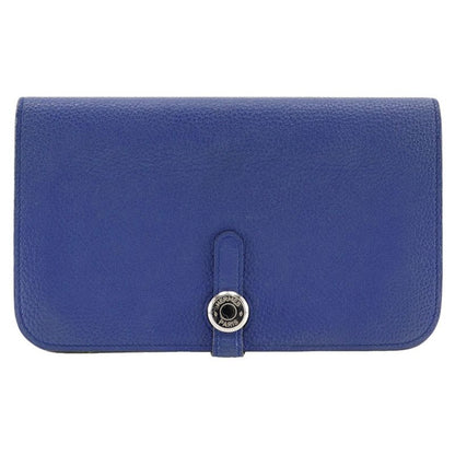 Hermes Dogon GM Togo Blue T Unisex Long Wallet