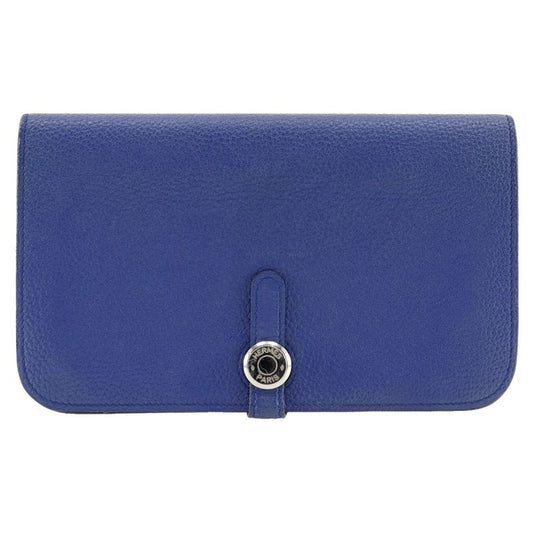 Hermes Dogon GM Togo Blue T Unisex Long Wallet