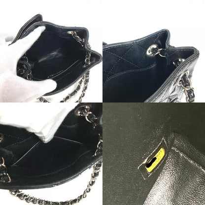 Chanel Upside Down Shoulder Bag Matelasse Enamel Black