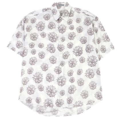 Dior Homme 243 C556 A5649 100% Silk CD Etoile Total Short Sleeve Shirt White 39