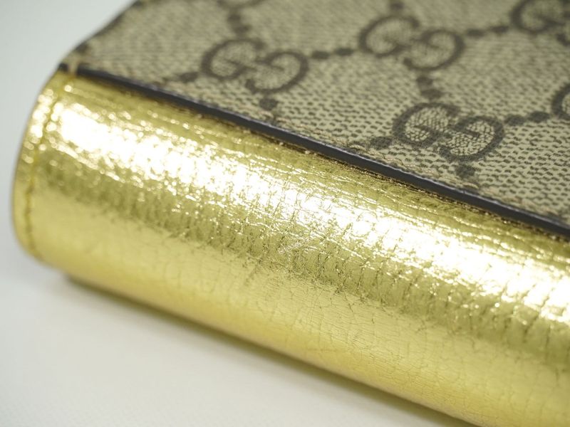 Authentic Gucci GG Marmont GG Supreme Leather Bifold Fold Wallet Compact Wallet