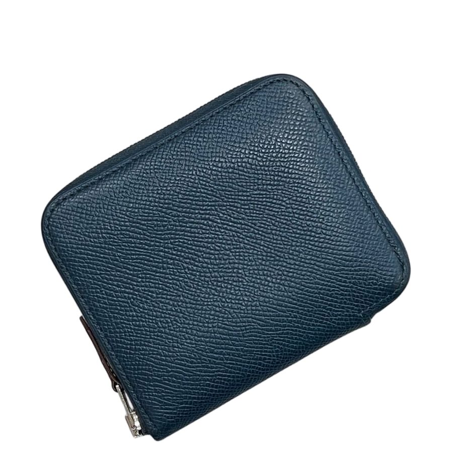 Hermes Coin Case Azap Compact Silk in Navy Wallet Purse Leather