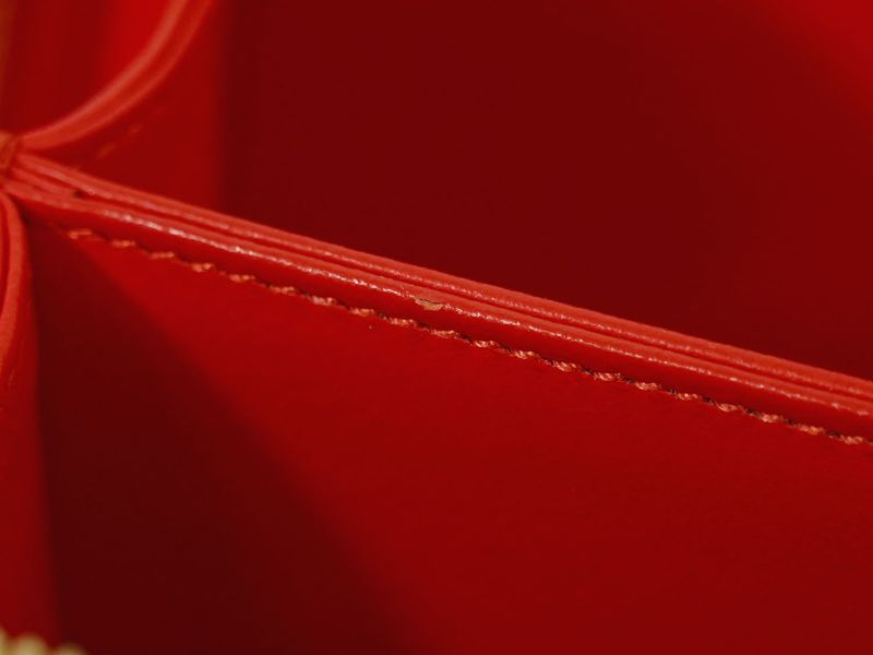 Authentic Chanel CC Filigree Vanity Bag Shoulder Bag Caviar Skin Leather Red