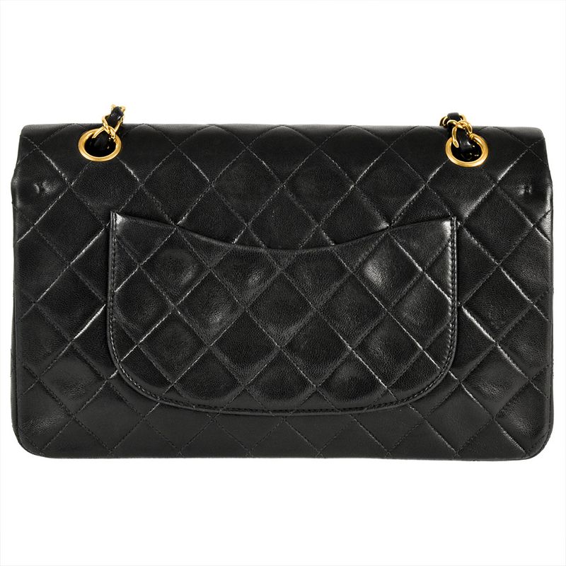 Chanel Matelasse 25 W Flap Chain Shoulder Bag Lambskin Black Gold Hardware Coco