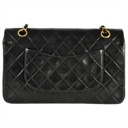 Chanel Matelasse 25 W Flap Chain Shoulder Bag Lambskin Black Gold Hardware Coco