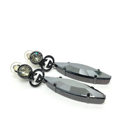 Gucci Earrings GG Crystal Bijou Metal Black