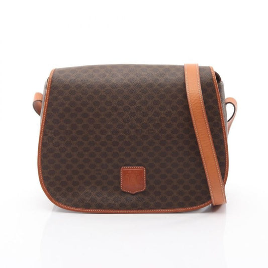 Celine Shoulder Bag Macadam Dark Brown Leather
