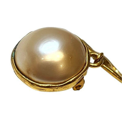 Chanel Coco Mark 93P Faux Pearl Gold Branded Accessories Earrings Ladies