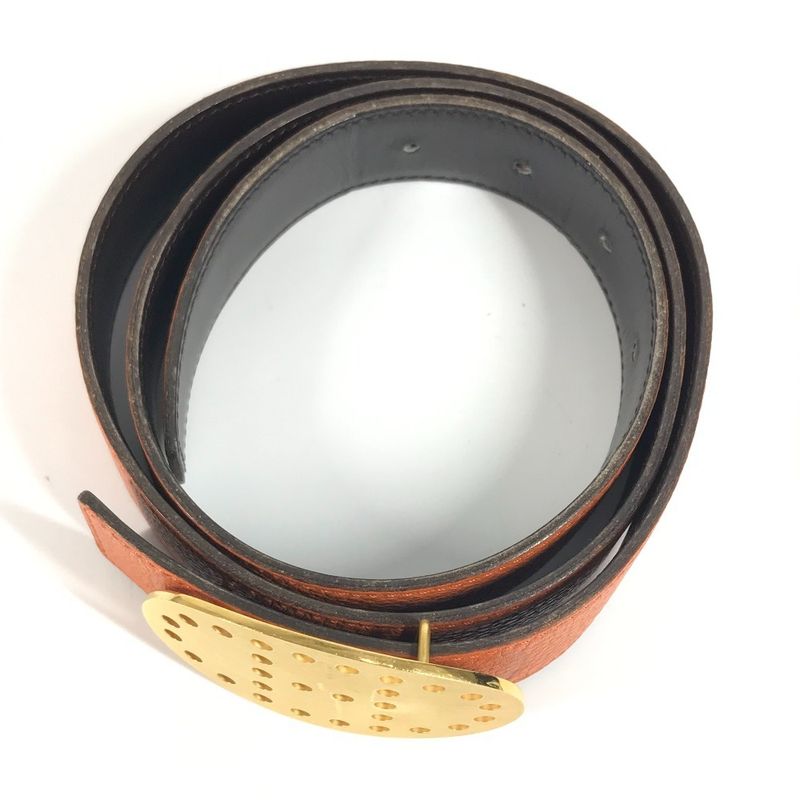 Hermes Belt Reversible H Belt Perforated Logo Leather Orange