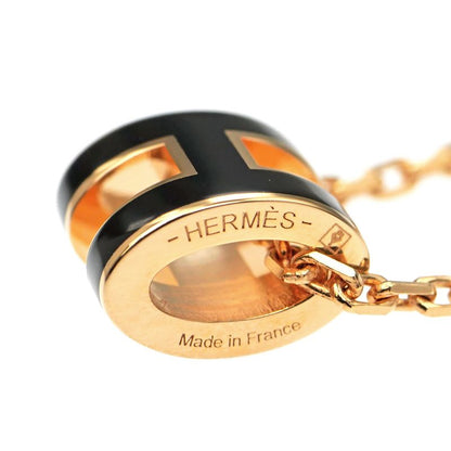 Hermes Necklace Pop Ash Mini Pendant Black Rose Gold Hardware Accessorie