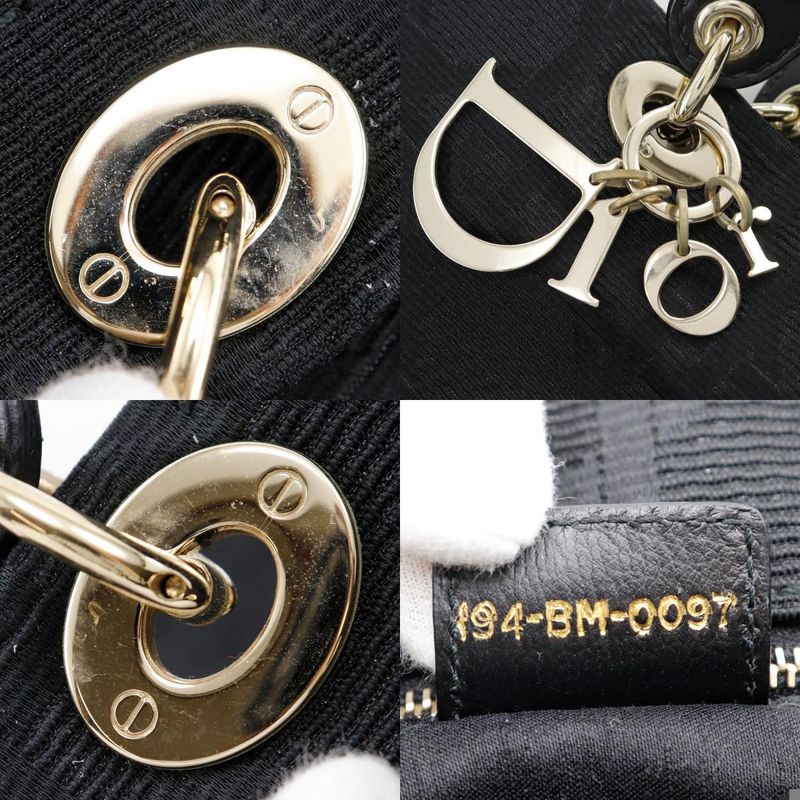 Dior Christian Dior Cannage Jca449449 Nylon Canvas Black Ladies Tote Bag