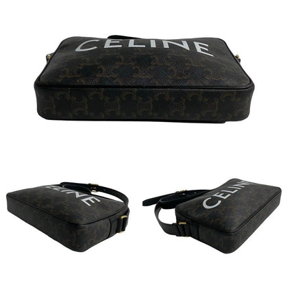 Celine Triomphe Messenger Medium Leather Mini Shoulder Bag Pochette Black 33540