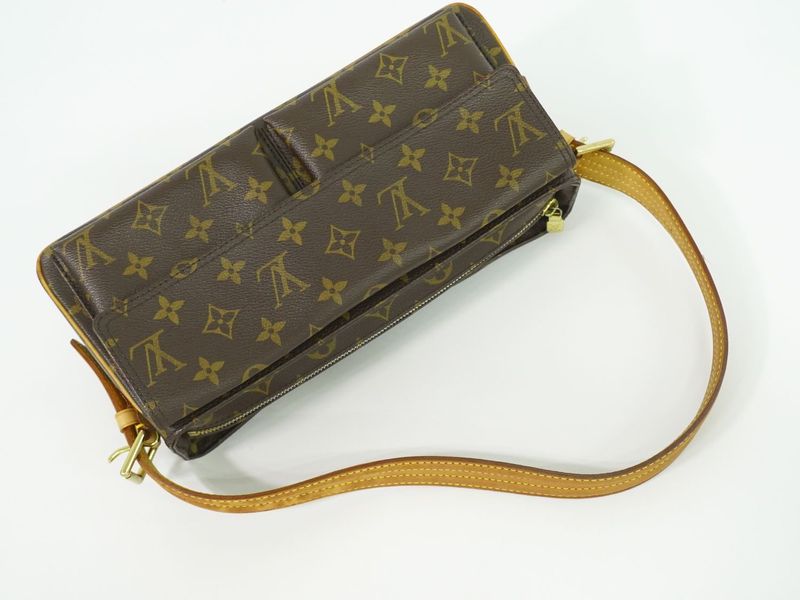Authentic Louis Vuitton LV Viva Cité MM Monogram Shoulder Bag Handbag Brown