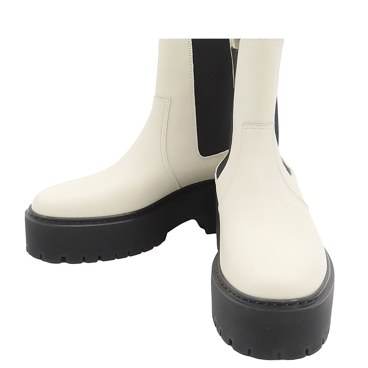 Hermes Hollow Off White Leather Side Gore Boots