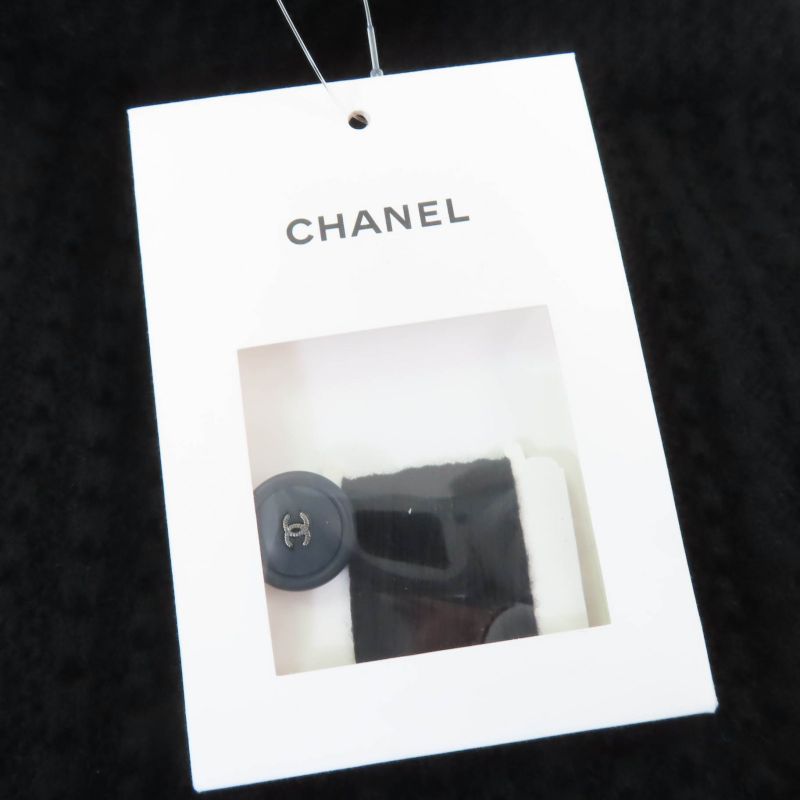 CHANEL 17B P57346k07533 Cashmere Coco Mark Button Knit Tight Skirt Black 36