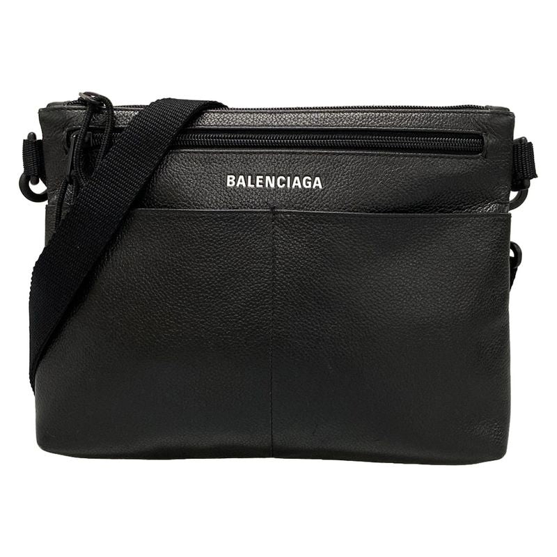Balenciaga Shoulder Bag Crossbody Flat Pouch 673169 Black Leather