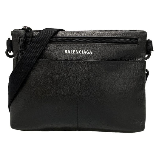 Balenciaga Shoulder Bag Crossbody Flat Pouch 673169 Black Leather