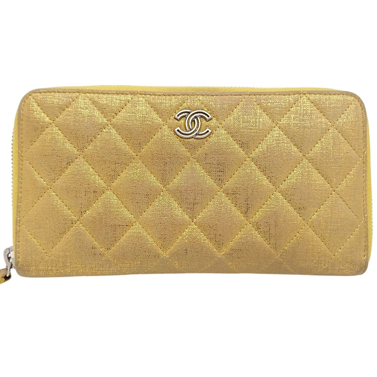 Chanel Zip Around Quilted Gold Yellow — view 2