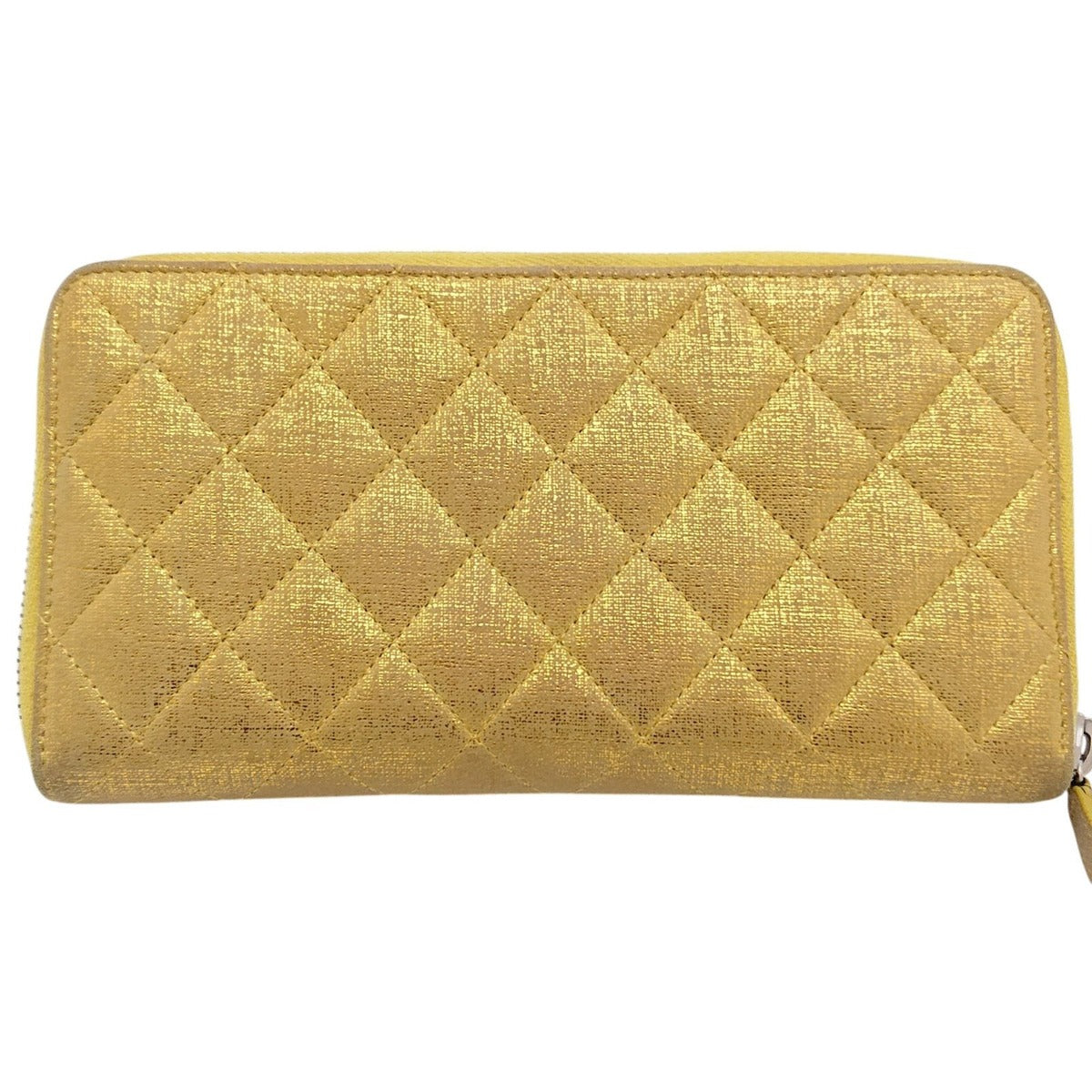 Chanel Zip Around Quilted Gold Yellow — view 3