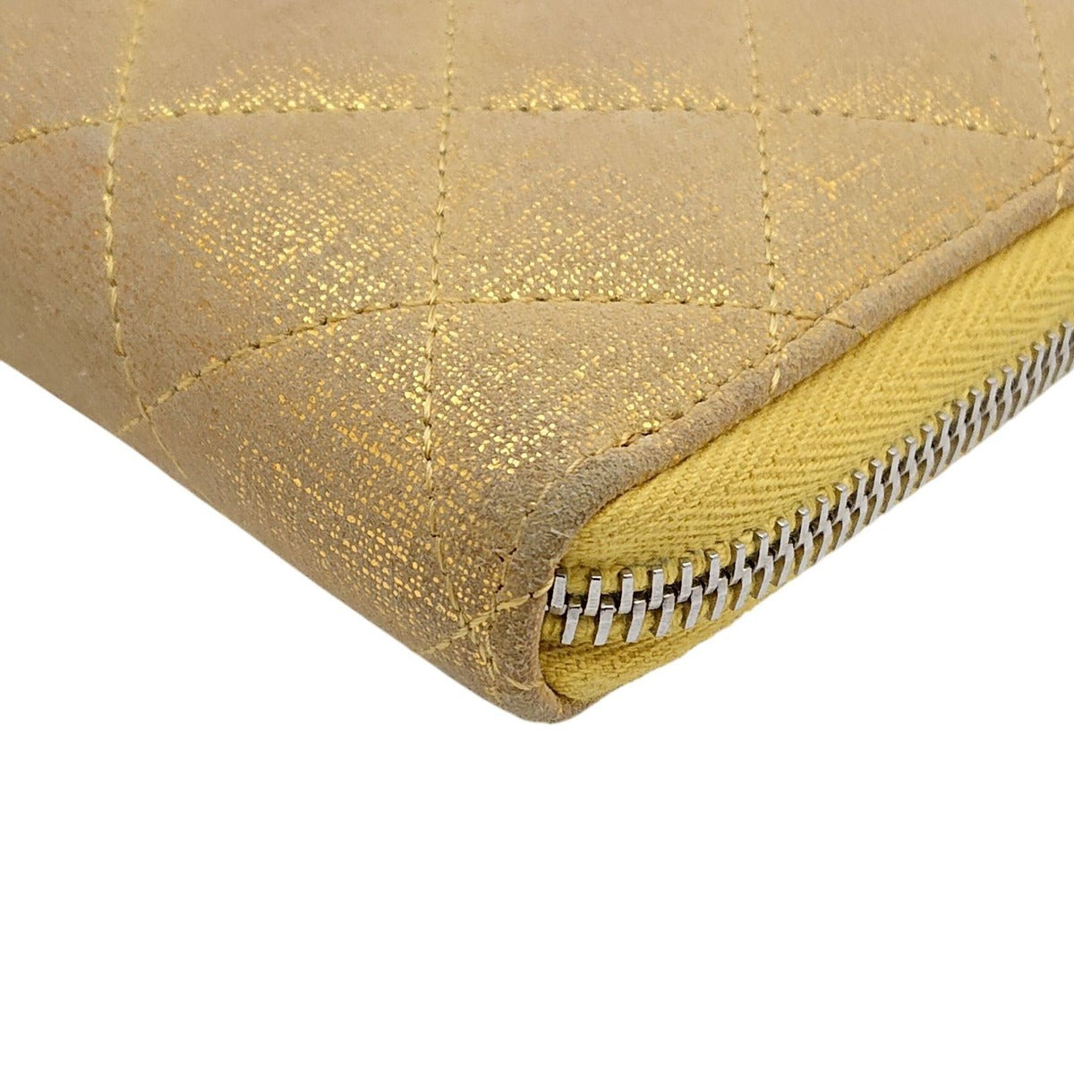 Chanel Zip Around Quilted Gold Yellow — view 8