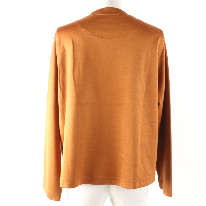 Hermes 23AW Cotton Silk Crewed Cell With Patch Mock Neck Long Sleeve Sweatshirt