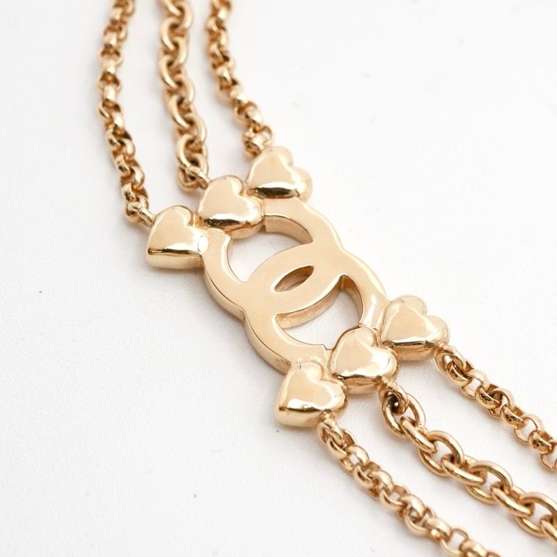 Chanel Necklace Pendant Choker Gold Coco Mark Rhinestone Heart
