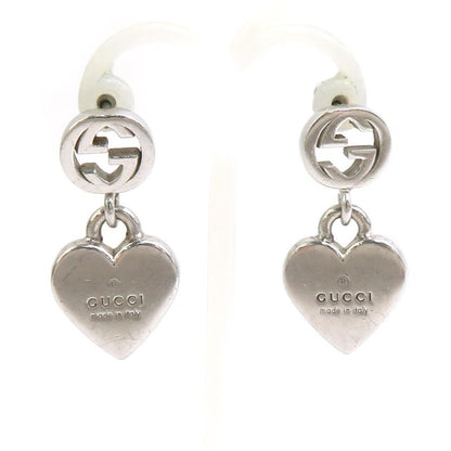 Gucci Interlocking Logo Silver-Tone Heart Earrings