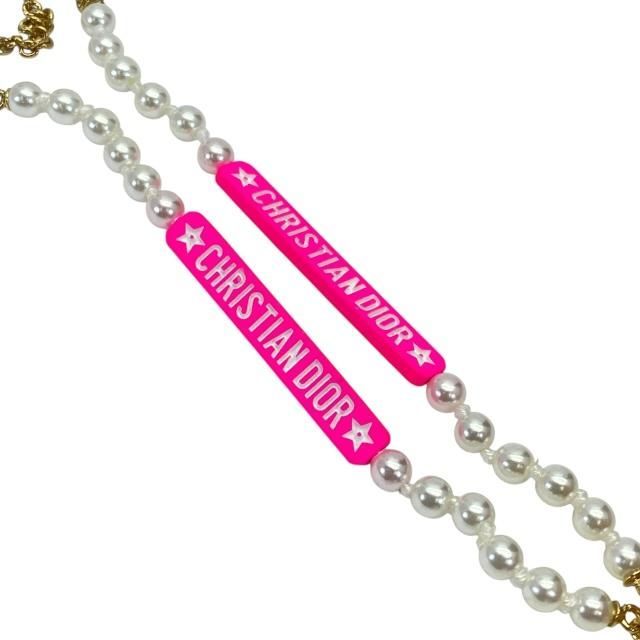 Christian DIOR Airpods Holder Necklace Airpods Holder Chain Logo Faux Pearl GP