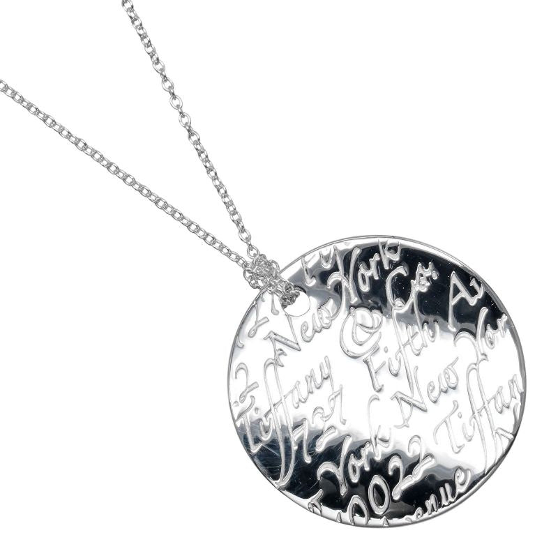 Tiffany & Co Notes Round Tag Silver 925 Ladies 9g Necklace