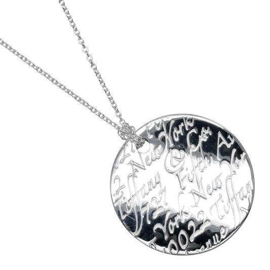 Tiffany & Co Notes Round Tag Silver 925 Ladies 9g Necklace