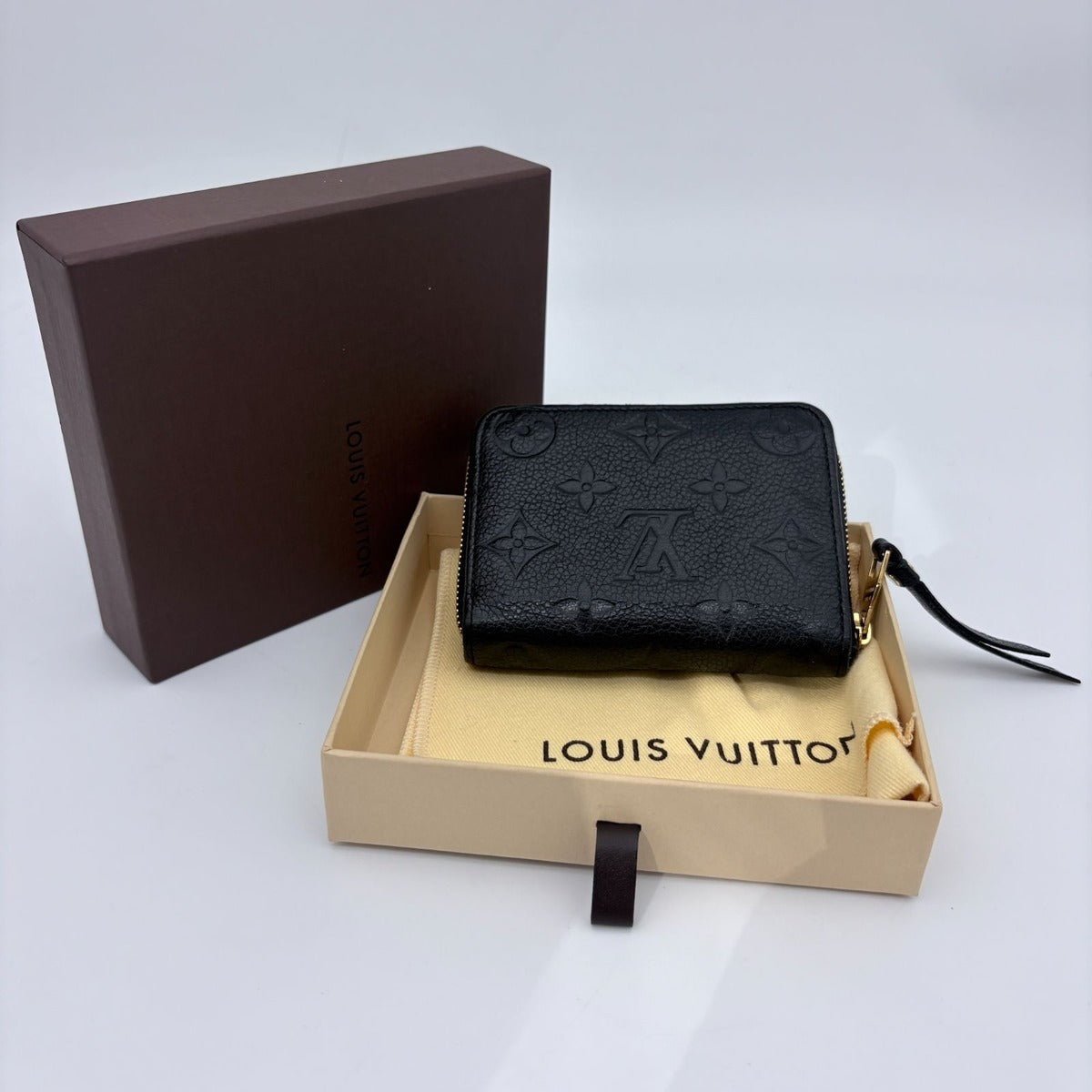 Louis Vuitton Coin Case Monogram Empreinte Zippy Purse Black