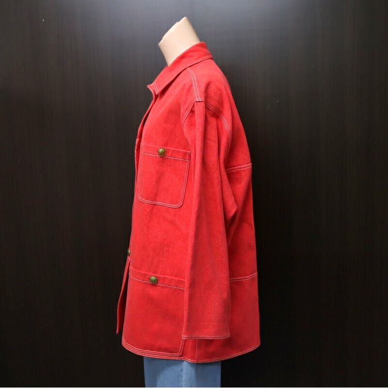 Chanel Denim Jacket Vintage Cotton Red Gold 38 — view 3