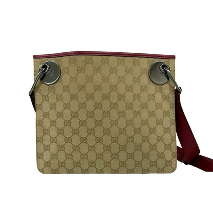 Gucci GG Monogram Canvas Leather Shoulder Bag Pochette Crossbody Beige — view 3