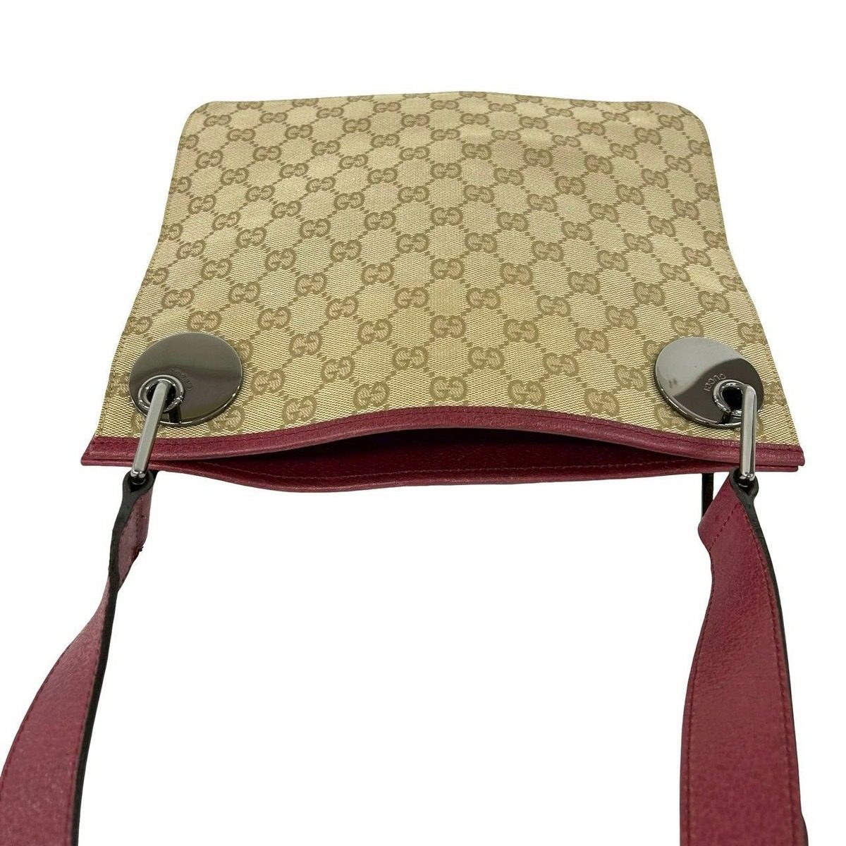 Gucci GG Monogram Canvas Leather Shoulder Bag Pochette Crossbody Beige — view 4