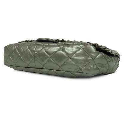 Chanel Line Chain Shoulder Bag Silver Leather — view 3