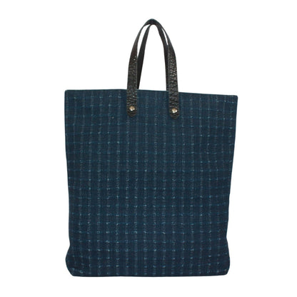 Hermes Amedaba GM Leather Canvas Navy Tote Bag Silver