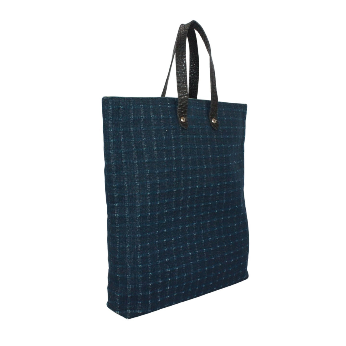 Hermes Amedaba GM Leather Canvas Navy Tote Bag Silver — view 2