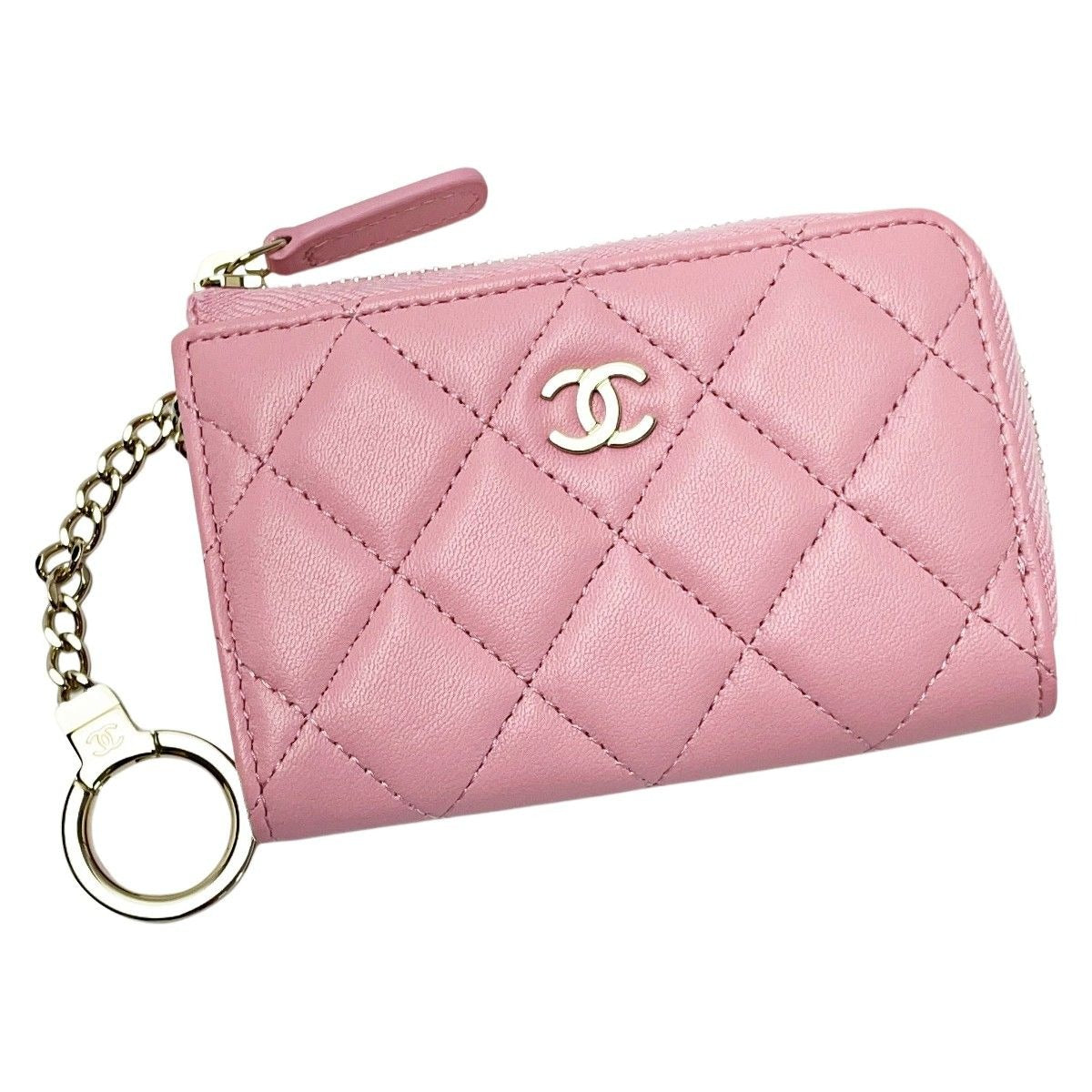 Chanel Quilted Ap0221 Baby Pink Coin Case Lambskin Gold Hardware