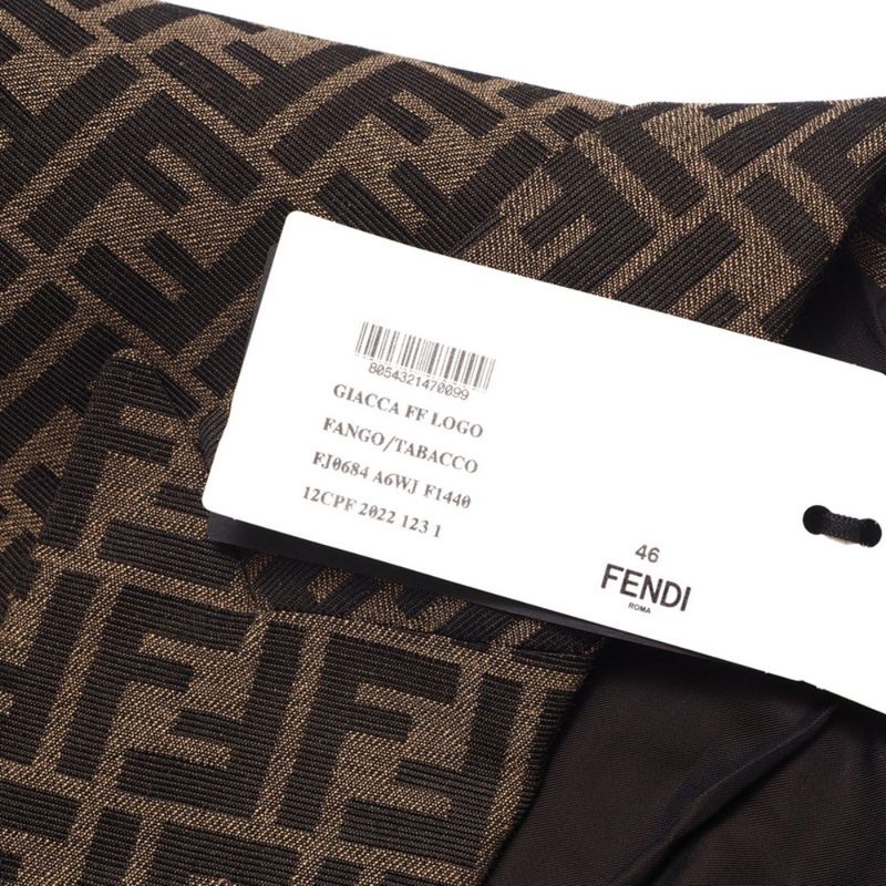 2022Fendi Tailored Jacket Size 46 FF Logo Double Breasted Double F