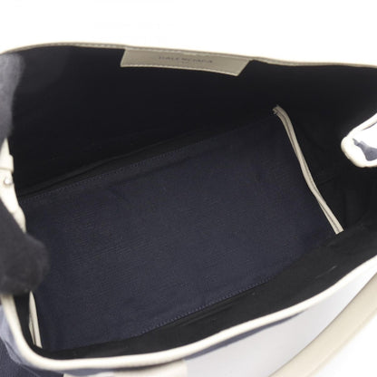 Balenciaga Tote Navy Cabas S White Canvas Leather Caba — view 3