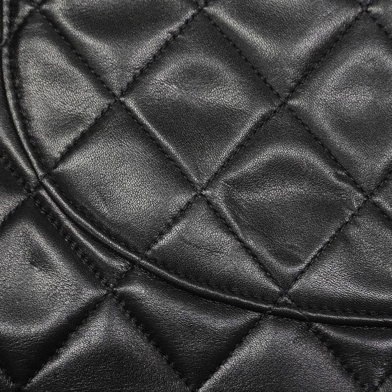 Chanel Shoulder Bag Deka Matelasse Lambskin Black Gold Hardware Women