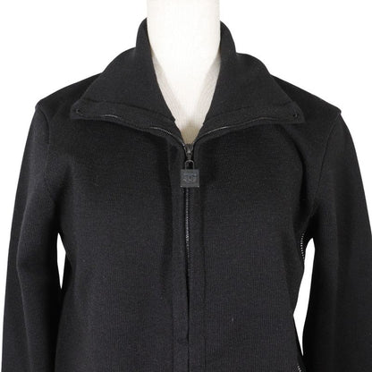 Chanel Sport Line Side Logo 03A P22075v01420 Wool Black Women's Cardigan