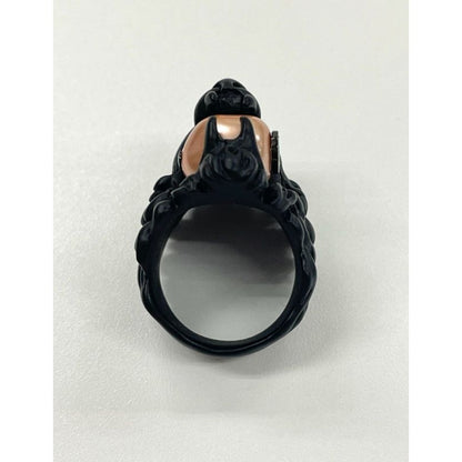 Gucci Michele Period Lion Head Interlocking G Logo Ring No 13 Metal Black — view 8
