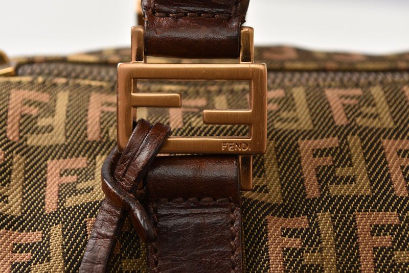 Fendi Bag Mini Boston Bag Fendi Zucca Pattern 8bl068 Khaki Brown
