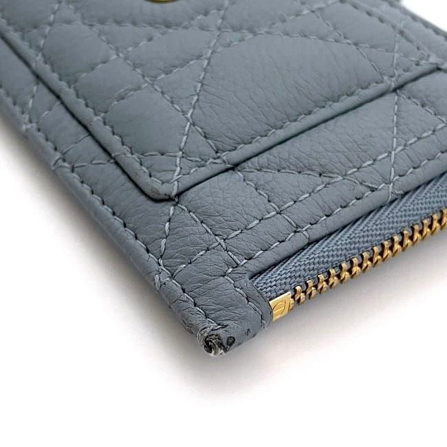 Christian Dior Coin Case Blue Lady Dior Excellent Condition Leather