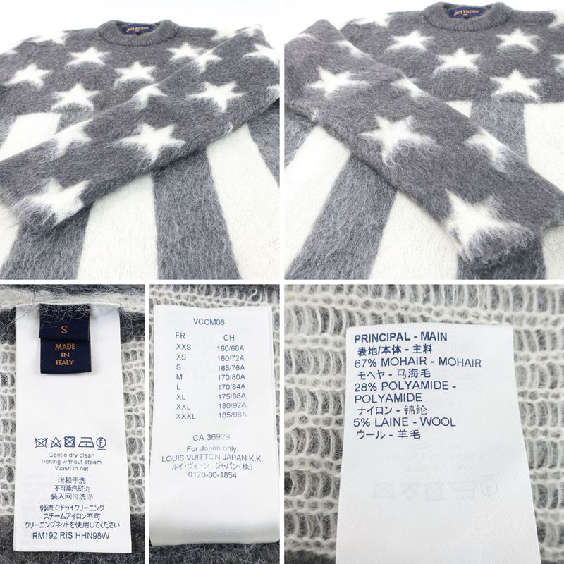 Louis Vuitton American Flag Mohair Knit Sweater - Gray X White Rm192