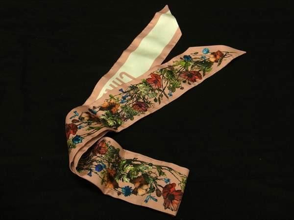 Christian Dior Christian Dior 100% Silk Flower Tulle Ribbon Scarf Pink Beige