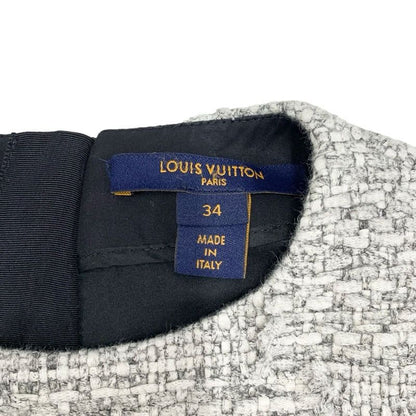 Louis Vuitton Dress Cotton Gray Tweed Short Sleeve 22 SS