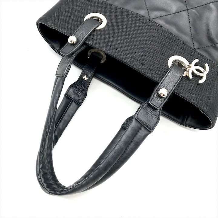 Chanel CC Logo Paris Biarritz PM Hand Bag Black Jacket